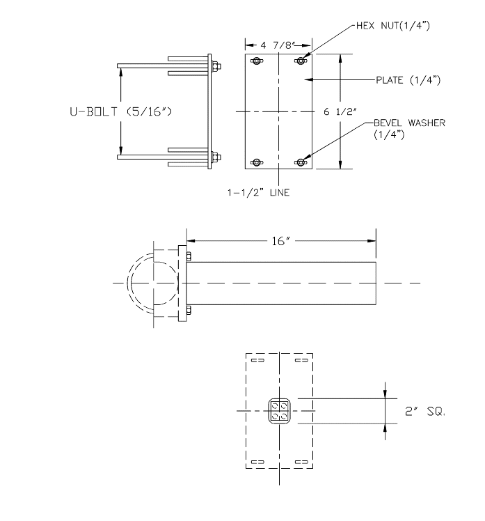 IS-665-U-Bolt Sq. Leg 1-1/2