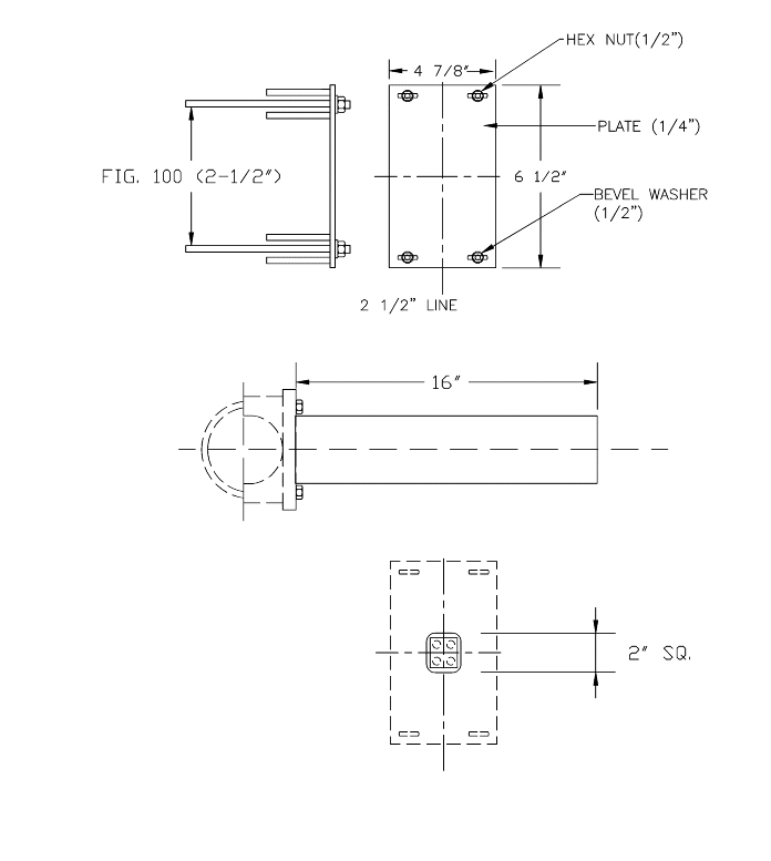 IS-665-U-Bolt Sq. Leg 2-1/2