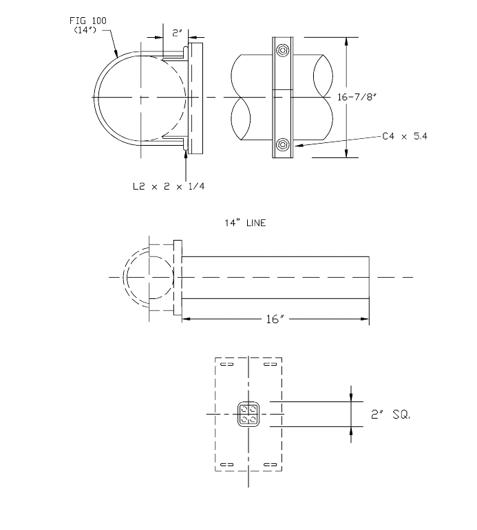 IS-665-U-Bolt Sq. Leg 14