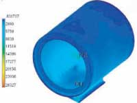 FEA on the shell-base stresses for 6 inch case
