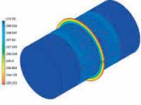 Image of an FEA done a pipe and ring.