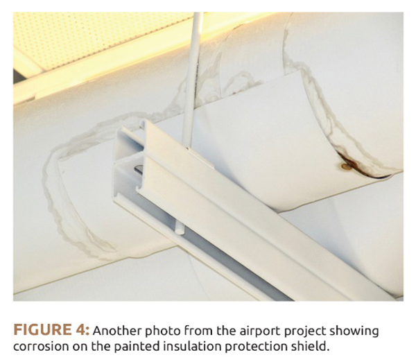 corrosion due to condensation at a support location