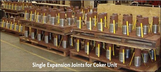 Single expansion joints for coker unit